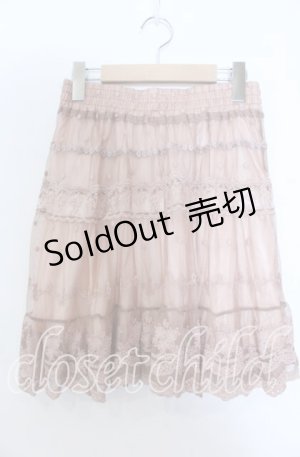 画像: axes femme / ドット刺繍チュールスカート  ピンクベージュ O-25-11-28-017-AX-SK-IG-OS