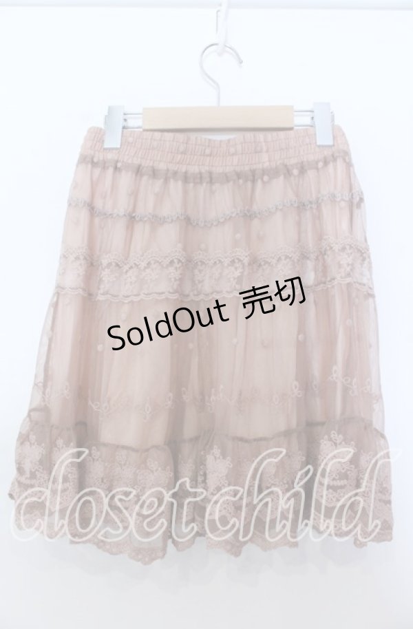 画像2: axes femme / ドット刺繍チュールスカート  ピンクベージュ O-25-11-28-017-AX-SK-IG-OS (2)