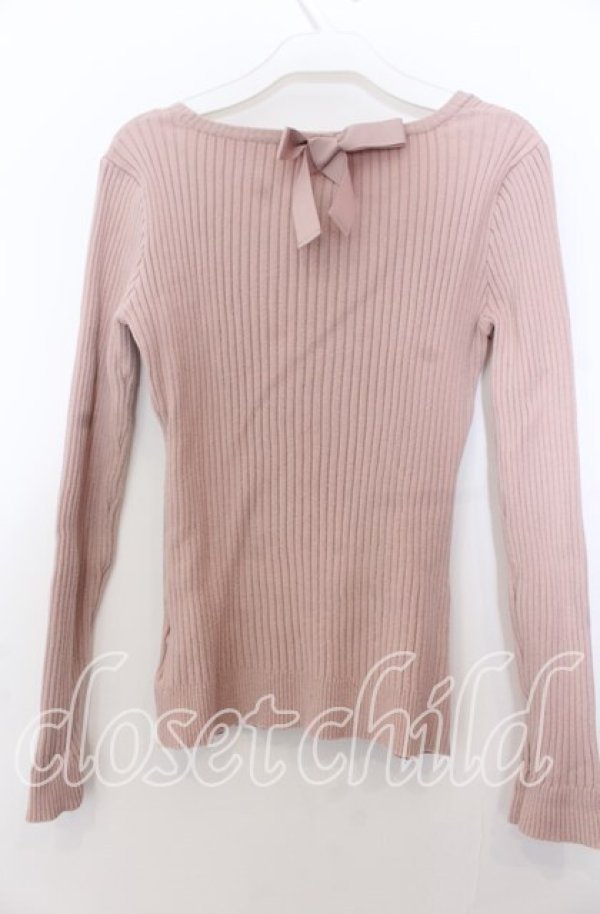 画像2: 【SALE】F&A / バックリボンUネックリブニットプルオーバー  ピンク O-25-11-28-021-LO-TO-IG-ZT502 (2)