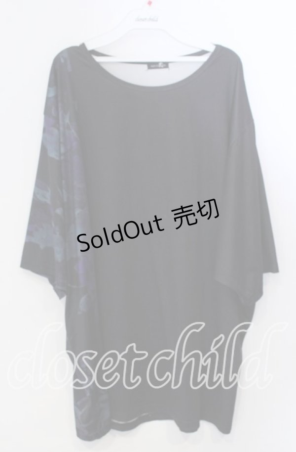 画像1: NieR Clothing / DARK ROSE FANTASIA OVER SIZE CUTSEW  ブラック×パープル O-25-11-28-003-PU-TO-IG-OS (1)