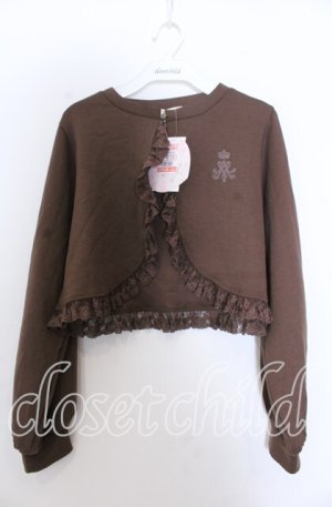 画像: m petit by misako / MSKバラBフリルボレロ Ｓ ブラウン O-25-11-28-026-LO-TO-IG-ZT470