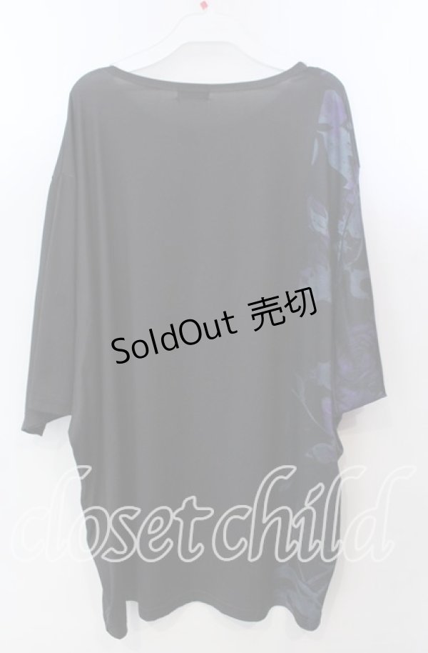 画像2: NieR Clothing / DARK ROSE FANTASIA OVER SIZE CUTSEW  ブラック×パープル O-25-11-28-003-PU-TO-IG-OS (2)