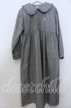 画像: merry jenny / チェックbear刺繍ワンピース F グレー O-25-11-28-029-LO-OP-YM-ZT478