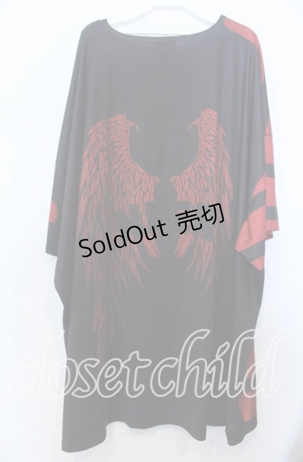 画像2: NieR CLOTHING / MASCOT オーバーサイズカットソー  ブラック×レッド O-25-11-28-004-PU-TO-IG-ZT457 (2)