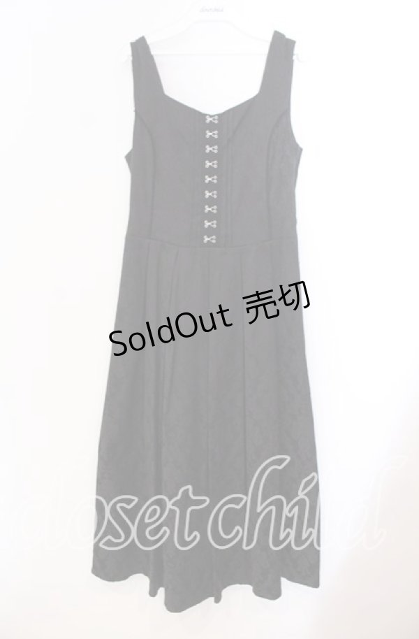 画像1: axes femme / コルセット風ジャカードジャンパースカート F クロ O-25-11-29-001-AX-OP-OW-OS (1)