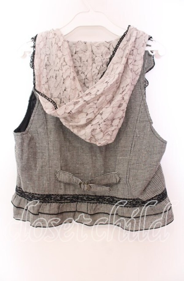 画像3: axes femme / レースフード付ベスト  クロ×グレー O-25-11-29-033-AX-TO-IG-OS (3)