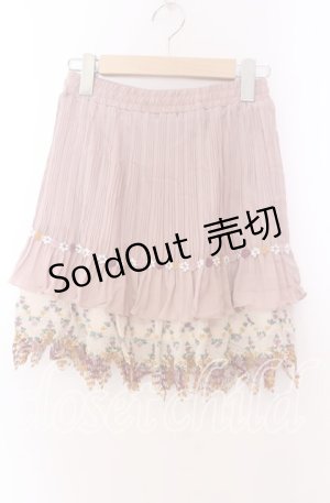 画像: axes femme / フラワー編み切り替えスカート  ピンクベージュ O-25-11-29-039-AX-SK-IG-OS