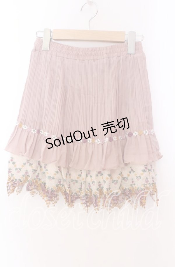 画像1: axes femme / フラワー編み切り替えスカート  ピンクベージュ O-25-11-29-039-AX-SK-IG-OS (1)