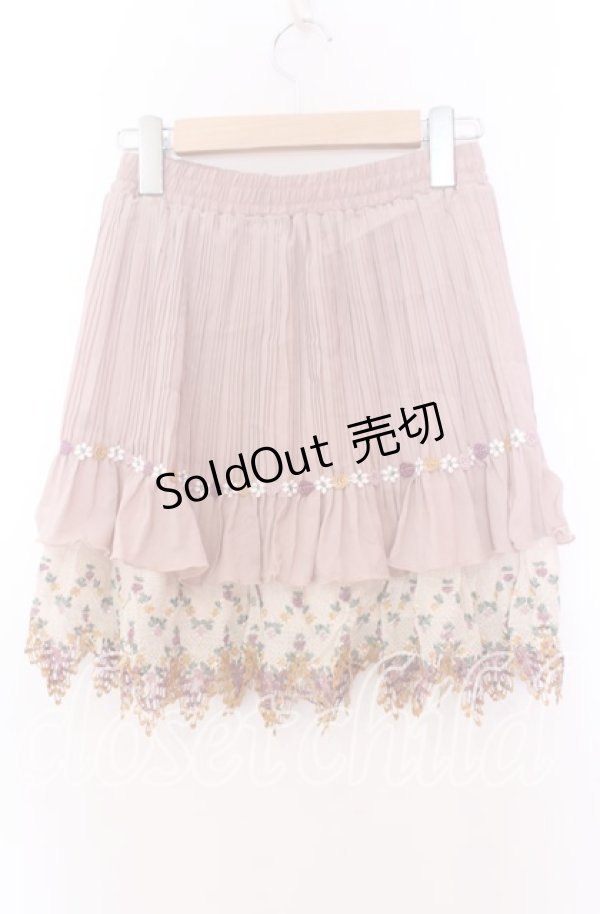 画像3: axes femme / フラワー編み切り替えスカート  ピンクベージュ O-25-11-29-039-AX-SK-IG-OS (3)