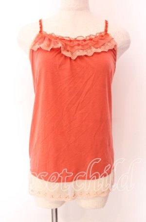 画像: axes femme / ローズ刺繍ラインキャミソール  オレンジ O-25-11-29-040-AX-TO-IG-OS