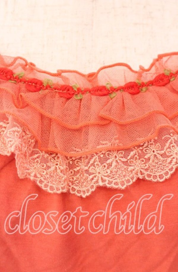 画像2: axes femme / ローズ刺繍ラインキャミソール  オレンジ O-25-11-29-040-AX-TO-IG-OS (2)