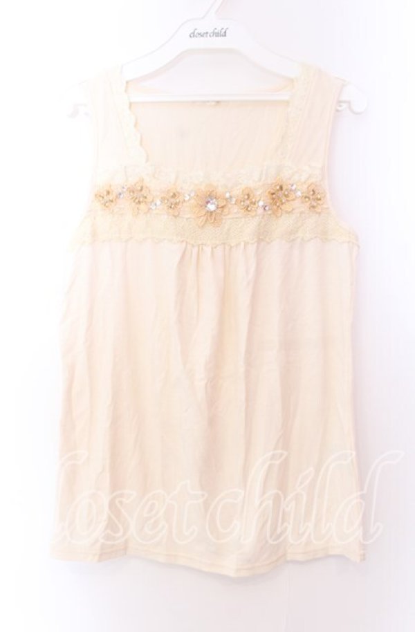 画像1: axes femme / お花モチーフタンク Ｍ アイボリー O-25-11-29-043-AX-TO-IG-OS (1)