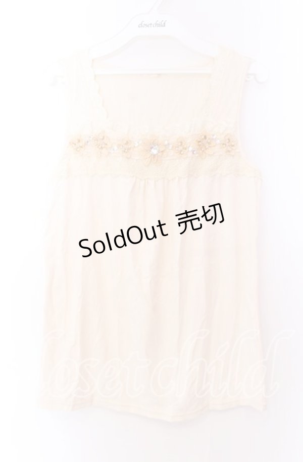 画像1: 【SALE】axes femme / お花モチーフタンク Ｍ アイボリー O-25-11-29-043-AX-TO-IG-ZT315 (1)