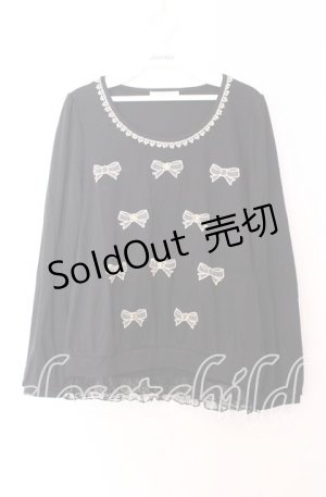 画像: axes femme / チュールリボンアップリケカットソー Ｍ クロ O-25-11-29-044-AX-TO-IG-OS