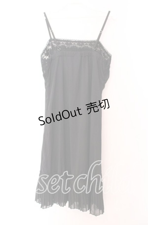 画像3: axes femme / プリーツシフォンインナーキャミワンピース Ｍ クロ O-25-11-29-045-AX-OP-IG-OS (3)