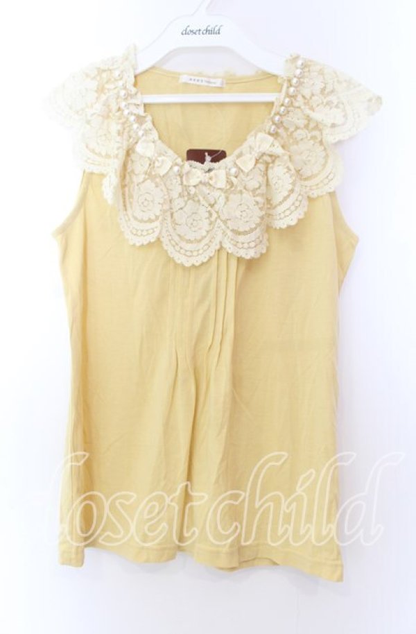 画像1: axes femme / フリル襟タンクトップ Ｍ イエロー O-25-11-29-046-AX-TO-IG-OS (1)