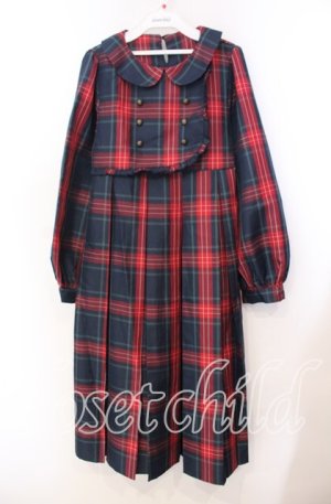 画像: FLC / 皆方由衣コラボ MINA*タータンチェックワンピース M アカ O-25-11-29-005-LO-OP-OW-OS