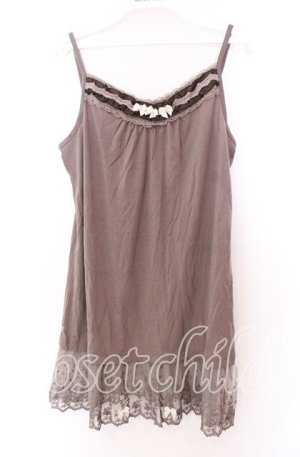 画像: axes femme / リボン付きロングキャミ Ｍ モカ O-25-11-29-048-AX-TO-IG-OS