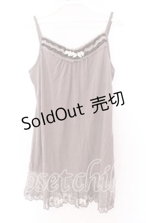 画像: axes femme / リボン付きロングキャミ Ｍ モカ O-25-11-29-048-AX-TO-IG-OS