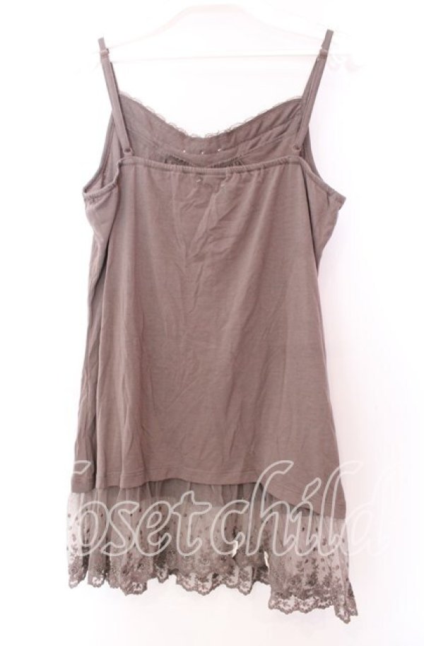 画像3: axes femme / リボン付きロングキャミ Ｍ モカ O-25-11-29-048-AX-TO-IG-OS (3)