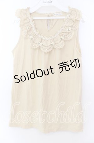 画像: axes femme / バラ付レース襟タンク Ｍ イエロー O-25-11-29-050-AX-TO-IG-OS