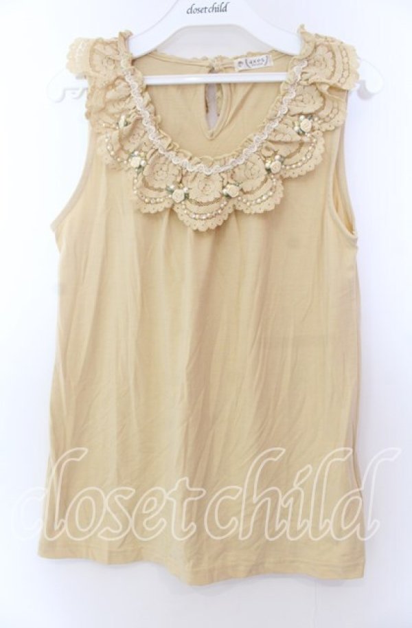 画像1: axes femme / バラ付レース襟タンク Ｍ イエロー O-25-11-29-050-AX-TO-IG-OS (1)