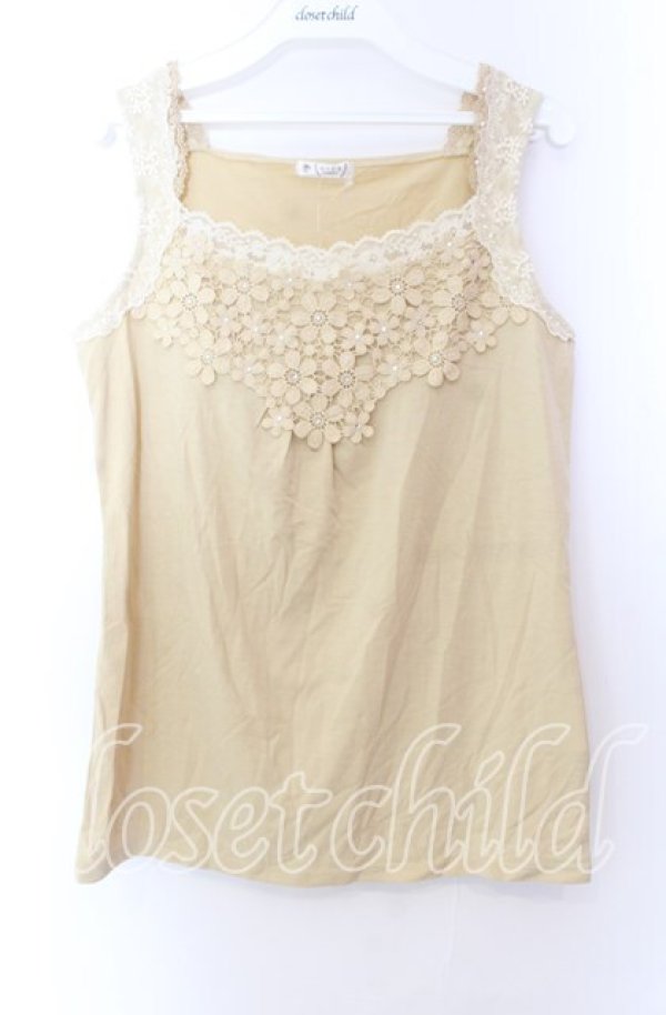 画像1: axes femme / モチーフ付きタンクトップ  イエロー O-25-11-29-051-AX-TO-IG-OS (1)