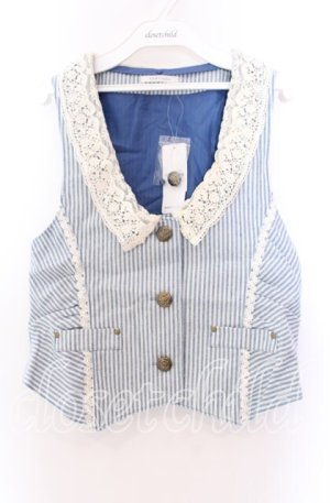 画像: axes femme / レース襟ベスト  ブルー×オフ O-25-11-29-054-AX-TO-IG-OS