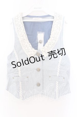 画像: axes femme / レース襟ベスト  ブルー×オフ O-25-11-29-054-AX-TO-IG-OS