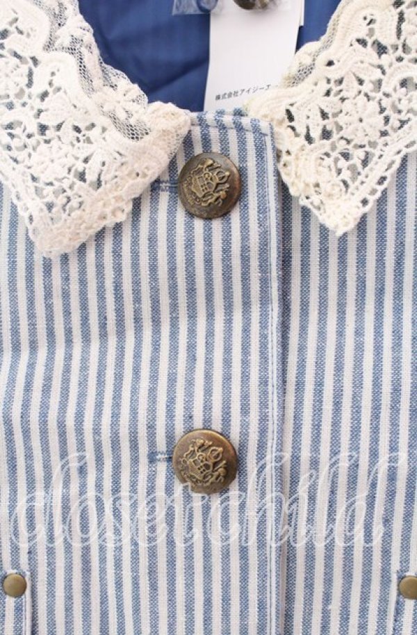 画像2: axes femme / レース襟ベスト  ブルー×オフ O-25-11-29-054-AX-TO-IG-OS (2)