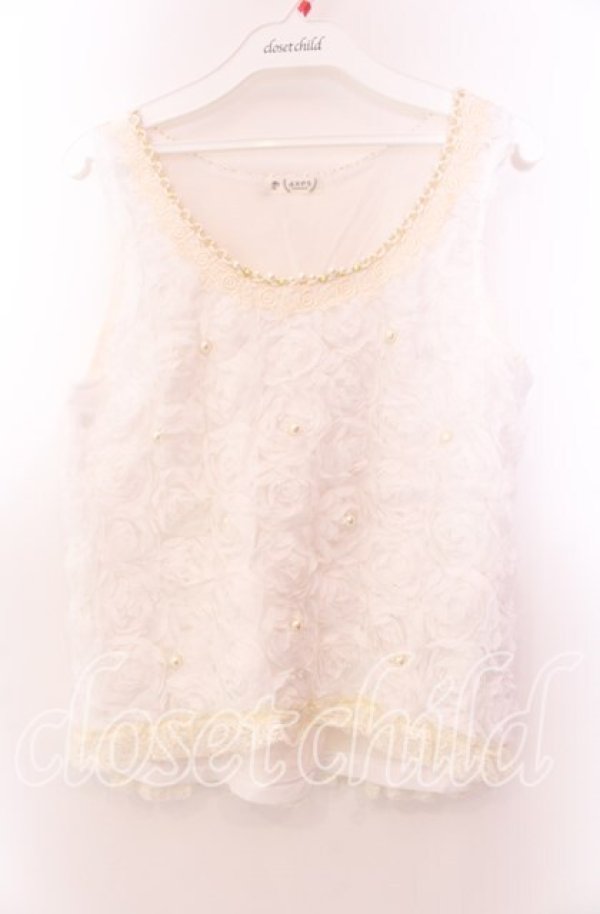 画像1: axes femme / 薔薇生地タンクトップ  シロ O-25-11-29-055-AX-TO-IG-OS (1)