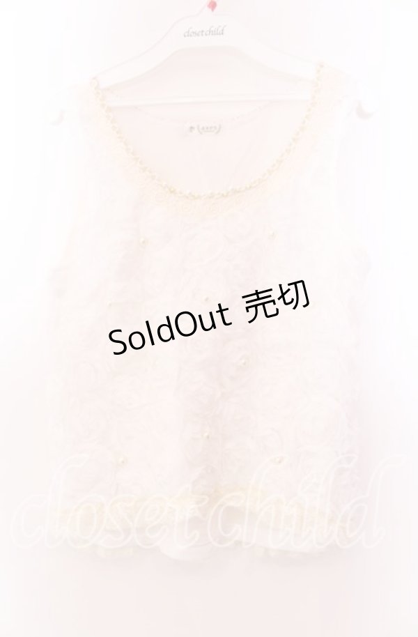 画像1: axes femme / 薔薇生地タンクトップ  シロ O-25-11-29-055-AX-TO-IG-OS (1)