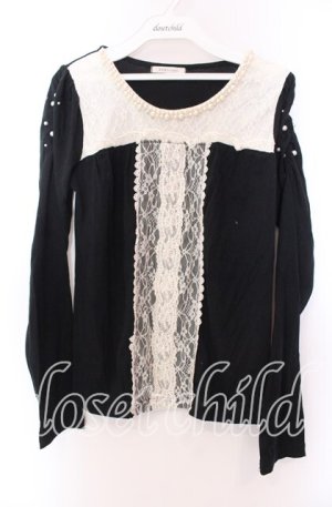 画像: axes femme / パール付きバイカラープルオーバー  クロ O-25-11-29-056-AX-TO-IG-OS