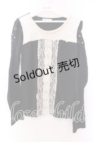 画像: axes femme / パール付きバイカラープルオーバー  クロ O-25-11-29-056-AX-TO-IG-OS