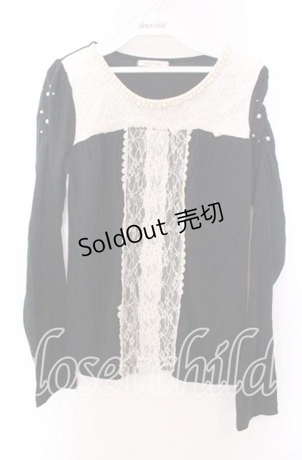 画像1: axes femme / パール付きバイカラープルオーバー  クロ O-25-11-29-056-AX-TO-IG-OS (1)