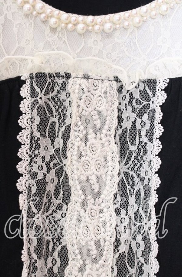 画像2: axes femme / パール付きバイカラープルオーバー  クロ O-25-11-29-056-AX-TO-IG-OS (2)