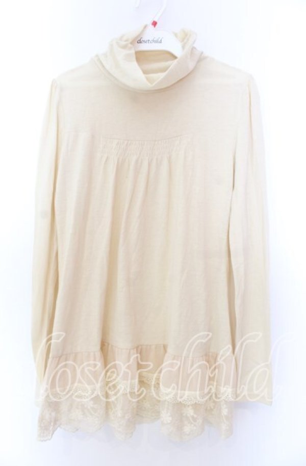 画像1: axes femme / 胸元ギャザータートルカットソー  アイボリー O-25-11-29-058-AX-TO-IG-OS (1)