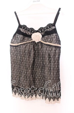 画像: axes femme / ベロア薔薇モチーフキャミソール  クロ×ベージュ O-25-11-29-065-AX-TO-IG-OS