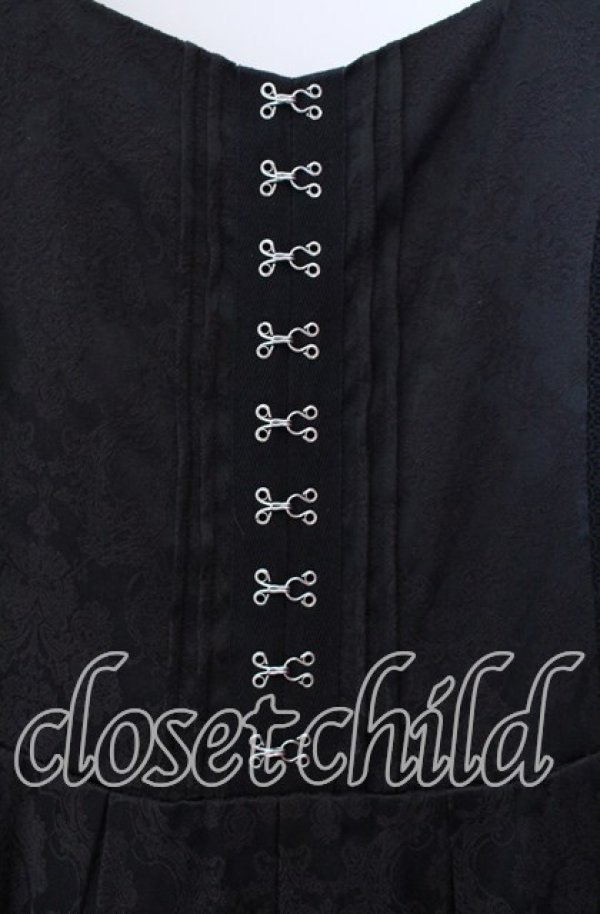 画像2: axes femme / コルセット風ジャカードジャンパースカート F クロ O-25-11-29-001-AX-OP-OW-OS (2)