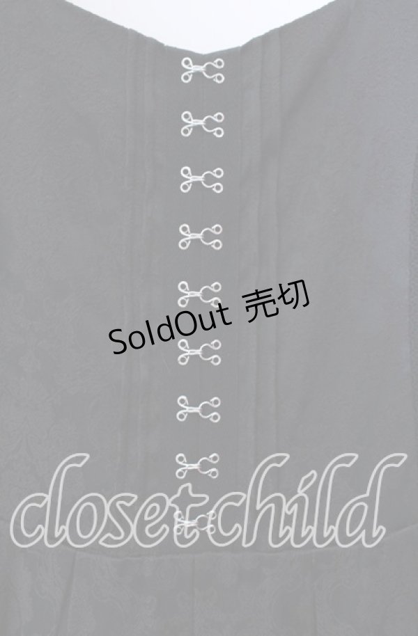 画像2: axes femme / コルセット風ジャカードジャンパースカート F クロ O-25-11-29-001-AX-OP-OW-OS (2)