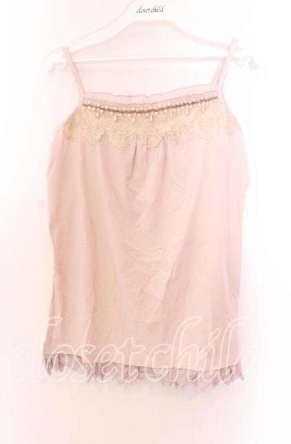 画像1: axes femme / 金糸レースキャミソール  ピンク O-25-11-29-067-AX-TO-IG-OS (1)