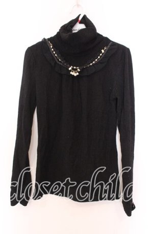 画像: axes femme / ネックレス付きタートルニット  クロ O-25-11-29-071-AX-TO-IG-OS