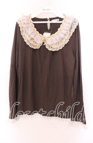 画像: axes femme / 襟モチーフ付きプルオーバー  ブラウン O-25-11-29-073-AX-TO-IG-OS