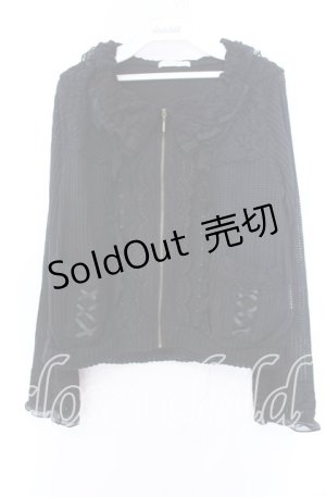 画像: axes femme / レース配色ニットパーカー Ｍ クロ O-25-11-29-075-AX-TO-IG-OS