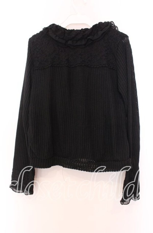 画像4: axes femme / レース配色ニットパーカー Ｍ クロ O-25-11-29-075-AX-TO-IG-OS (4)