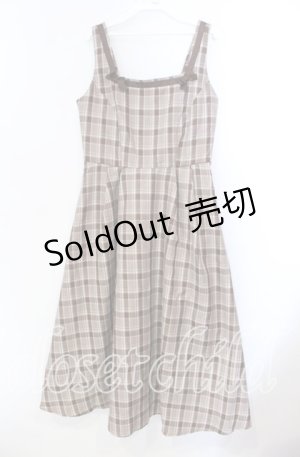 画像: m petit by misako / リボンチェックジャンパースカート M ブラウン O-25-11-29-008-LO-OP-OW-OS