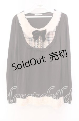 画像: axes femme / ファー切り替えレイヤード風カットソー  ブラウン O-25-11-29-076-AX-TO-IG-OS