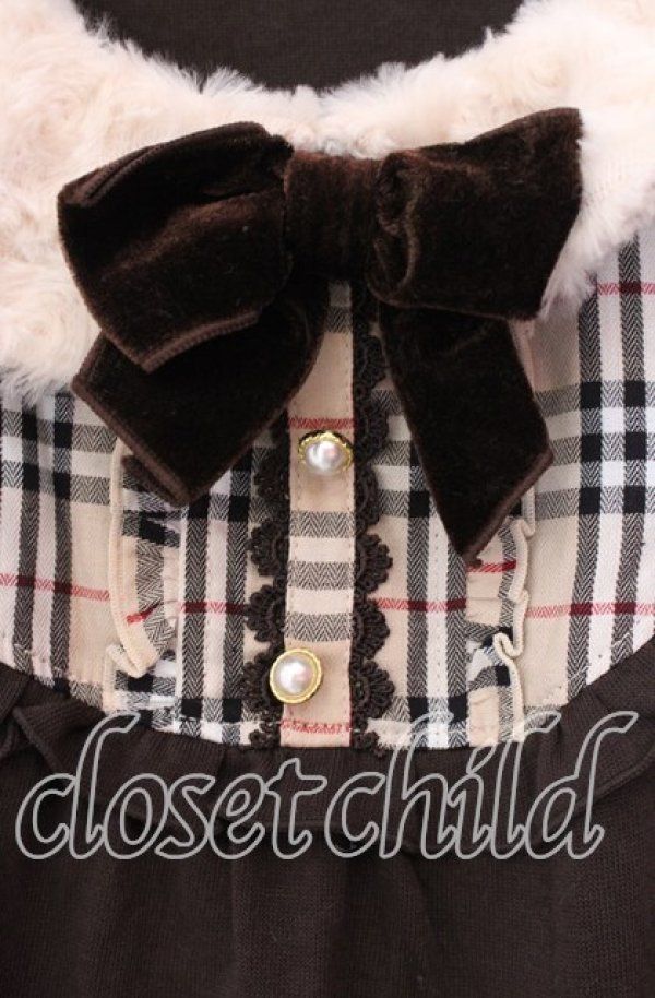 画像2: axes femme / ファー切り替えレイヤード風カットソー  ブラウン O-25-11-29-076-AX-TO-IG-OS (2)