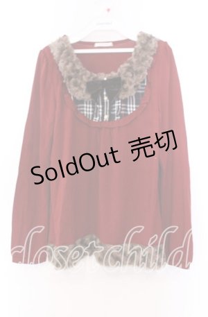 画像: axes femme / ファー切り替えレイヤード風カットソー  アカ O-25-11-29-078-AX-TO-IG-OS