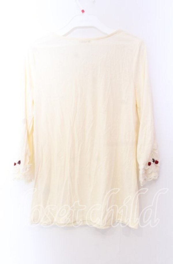 画像3: axes femme / 巻き薔薇7部袖カットソー  アイボリー O-25-11-29-081-AX-TO-IG-OS (3)